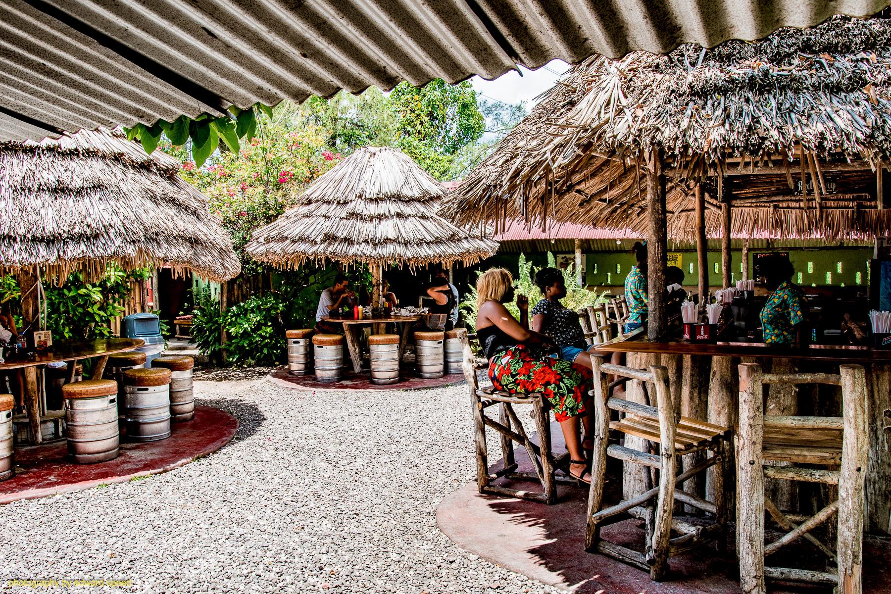 Outside dining on kegs